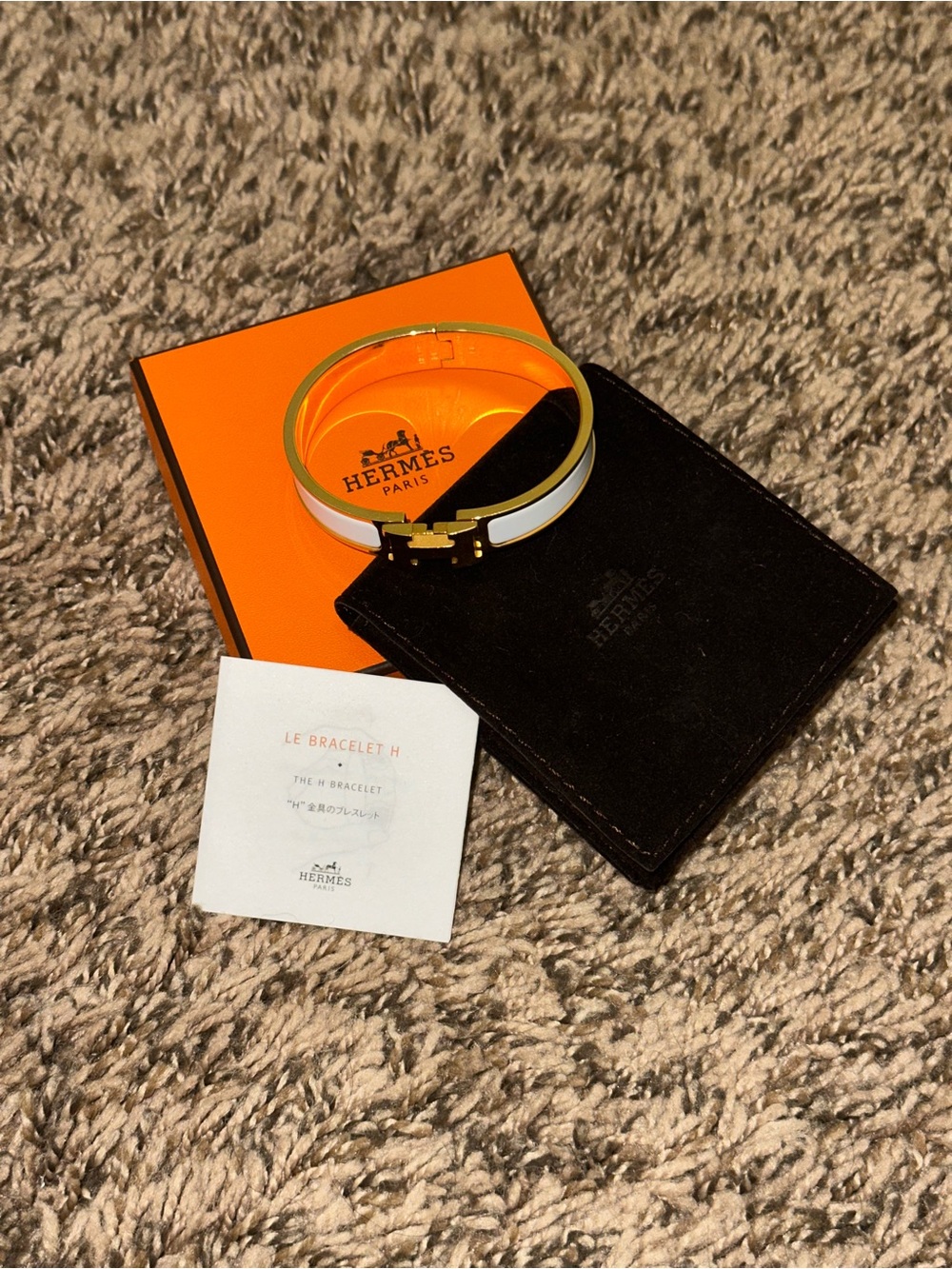 Hermes Gold and White Clic H Bracelet